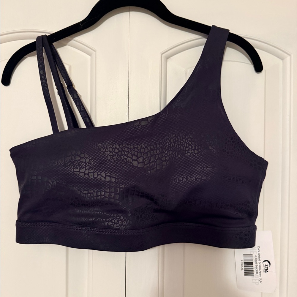 Zyia Active Plum Asymmetric Light n Tight padded sports bra NWT